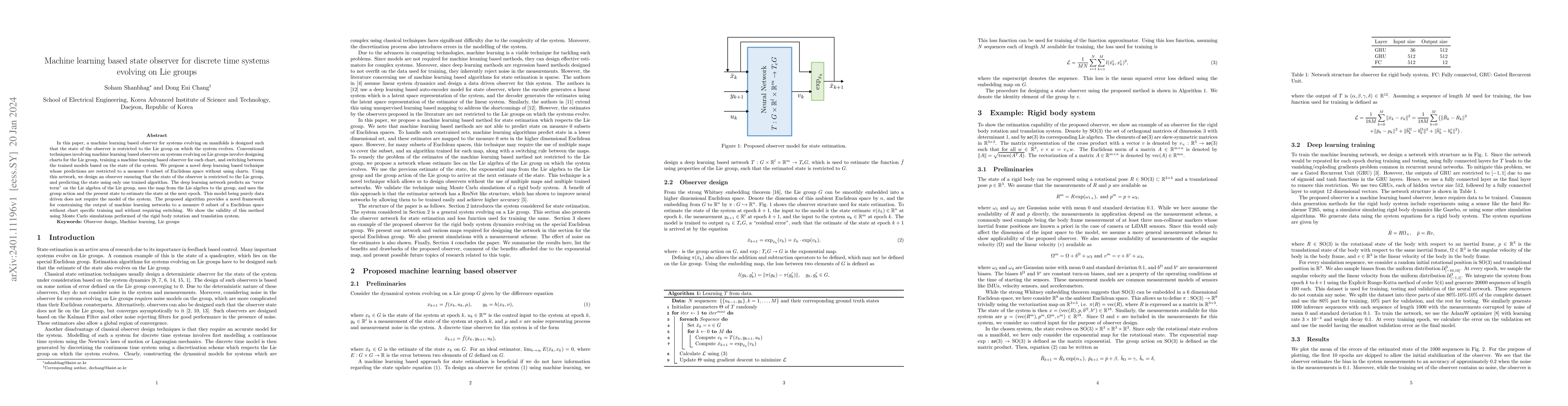 Thumbnail for Machine learning based state observer for discrete time systems evolving
  on Lie groups