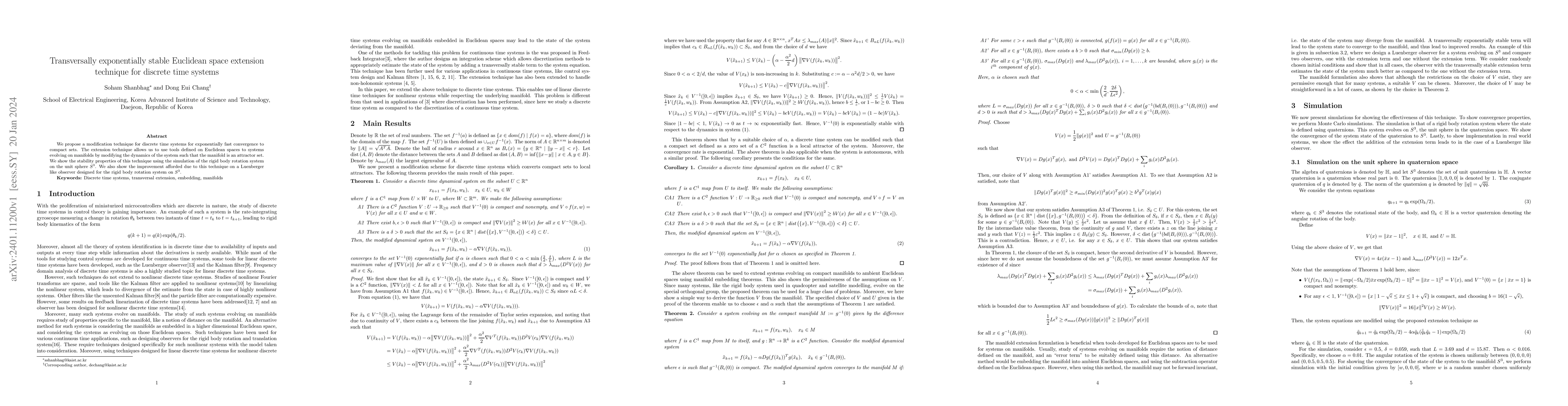 Thumbnail for Transversally exponentially stable Euclidean space extension technique
  for discrete time systems