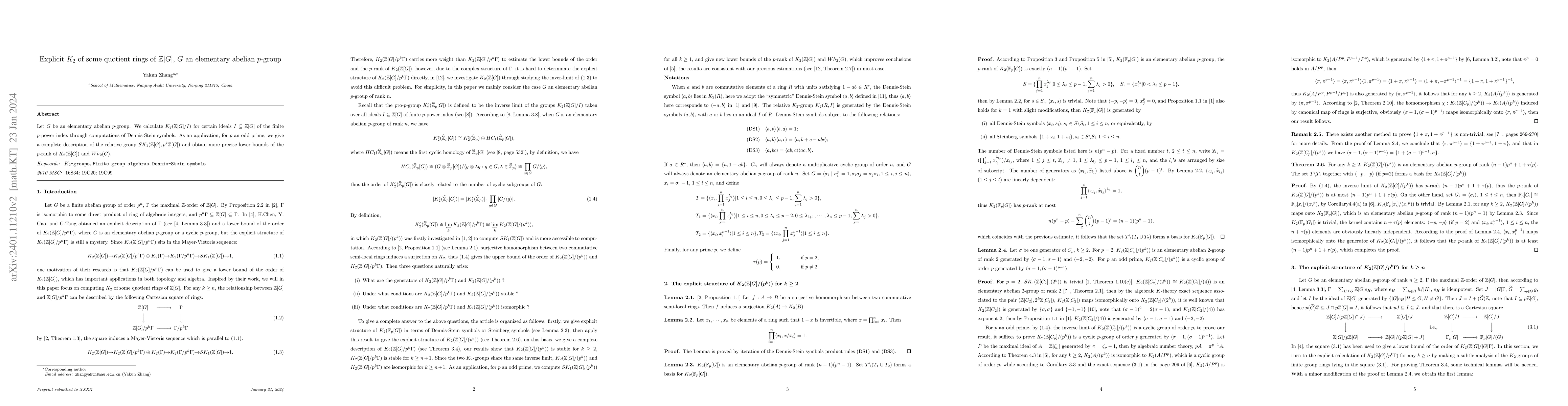 Thumbnail for Explicit $K_2$ of some quotient rings of $\mathbb{Z}[G]$, $G$ an
  elementary abelian $p$-group