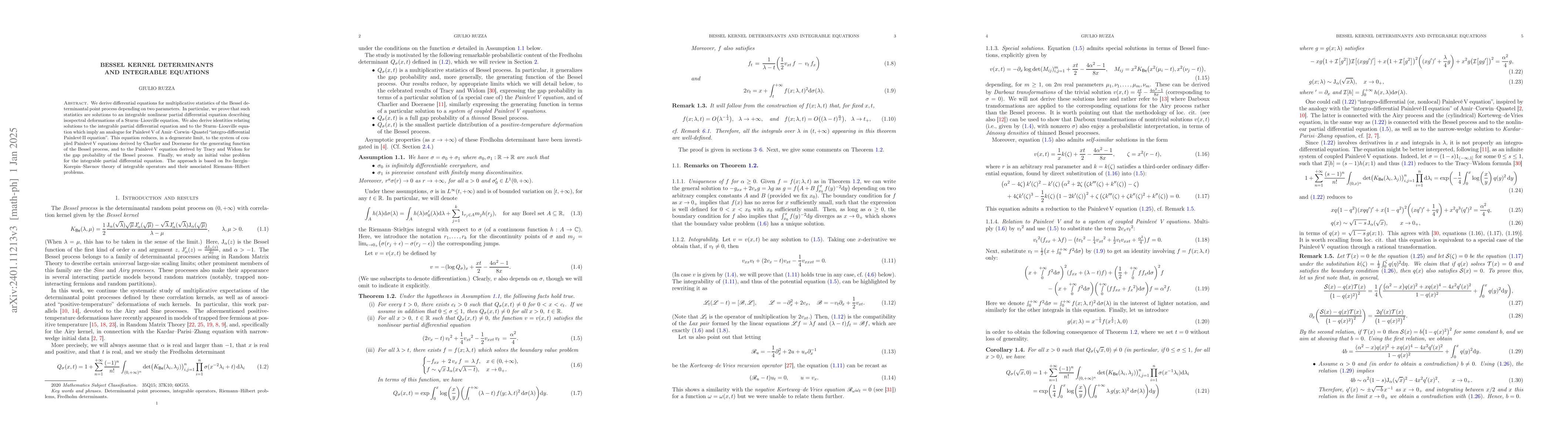 Thumbnail for Bessel kernel determinants and integrable equations