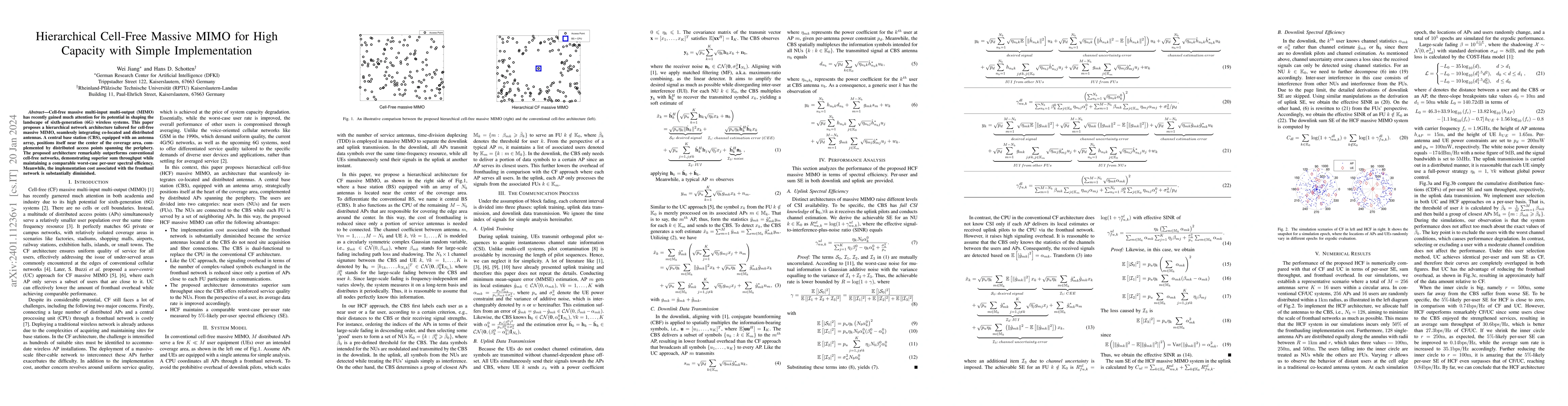 Thumbnail for Hierarchical Cell-Free Massive MIMO for High Capacity with Simple
  Implementation