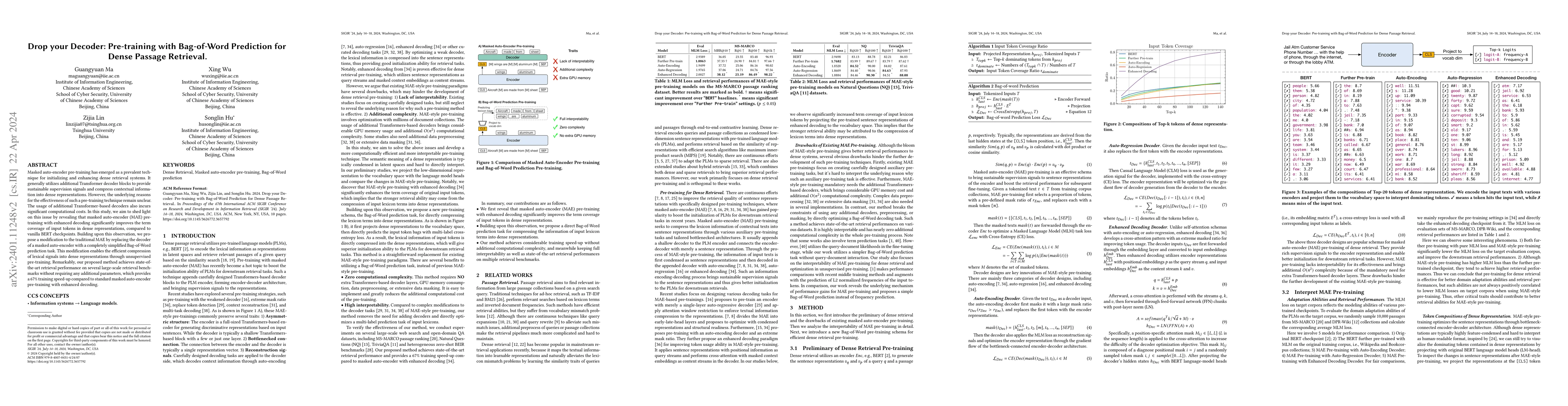 Thumbnail for Drop your Decoder: Pre-training with Bag-of-Word Prediction for Dense
  Passage Retrieval