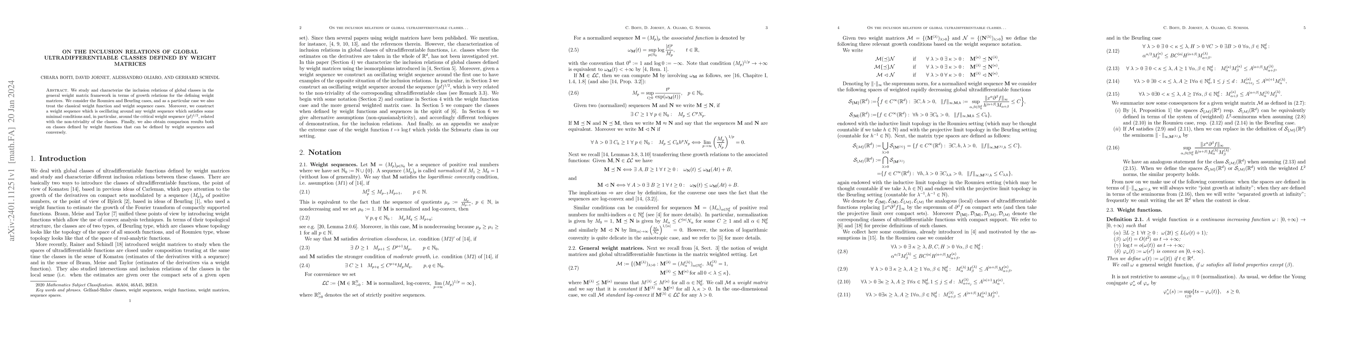 Thumbnail for On the inclusion relations of global ultradifferentiable classes defined
  by weight matrices