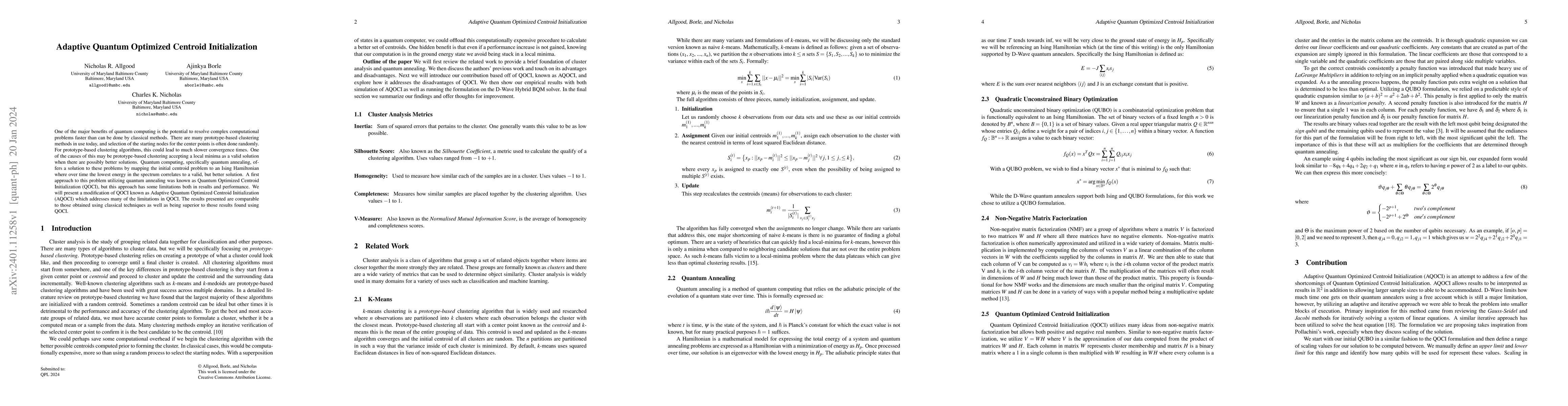 Thumbnail for Adaptive Quantum Optimized Centroid Initialization