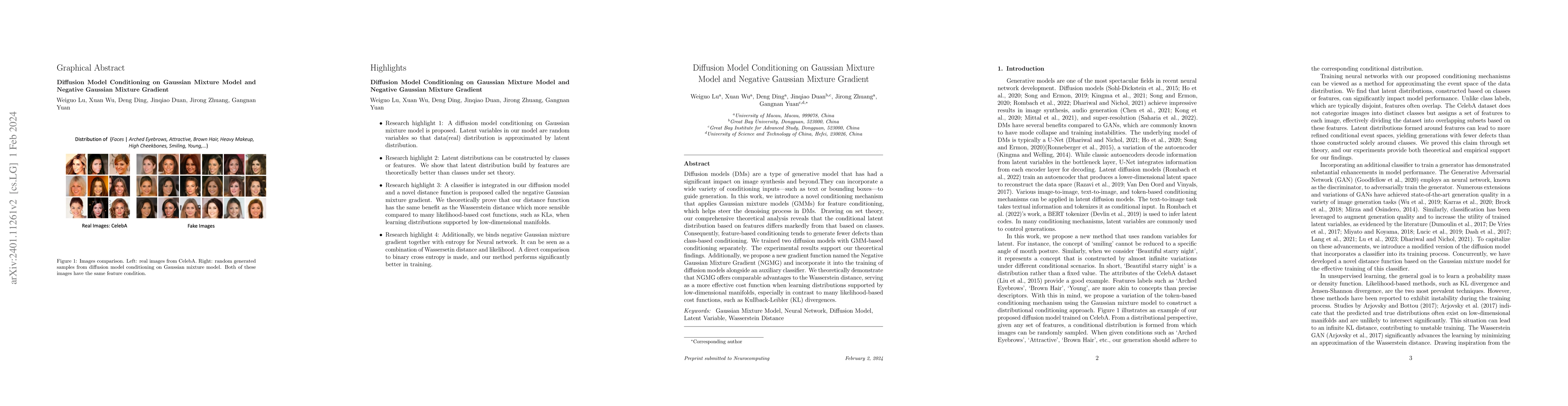 Thumbnail for Diffusion Model Conditioning on Gaussian Mixture Model and Negative
  Gaussian Mixture Gradient