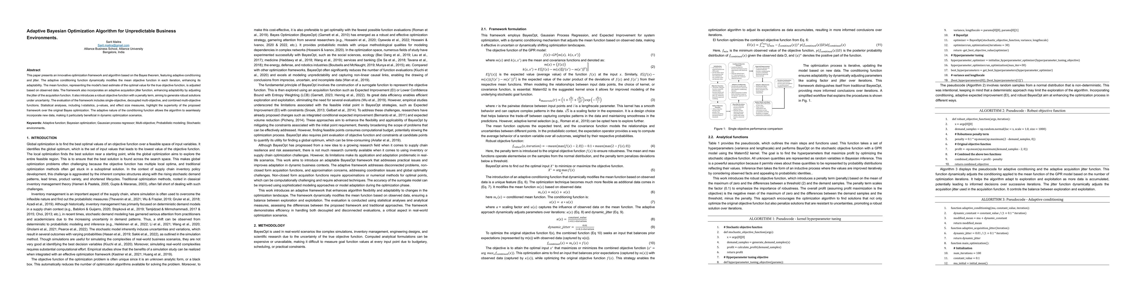 Thumbnail for Adaptive Bayesian Optimization Algorithm for Unpredictable Business
  Environments