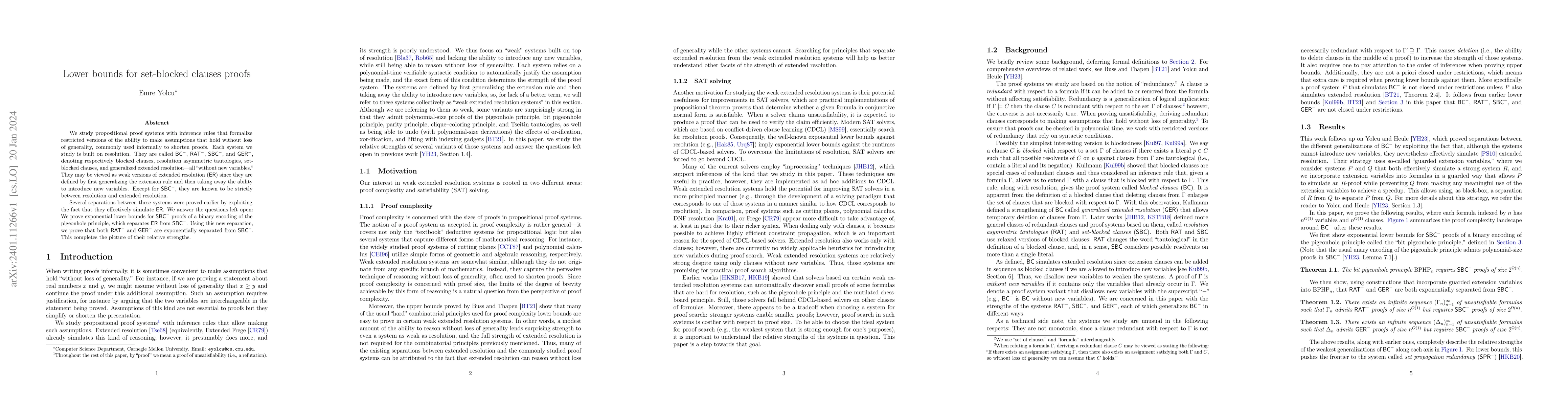 Thumbnail for Lower bounds for set-blocked clauses proofs