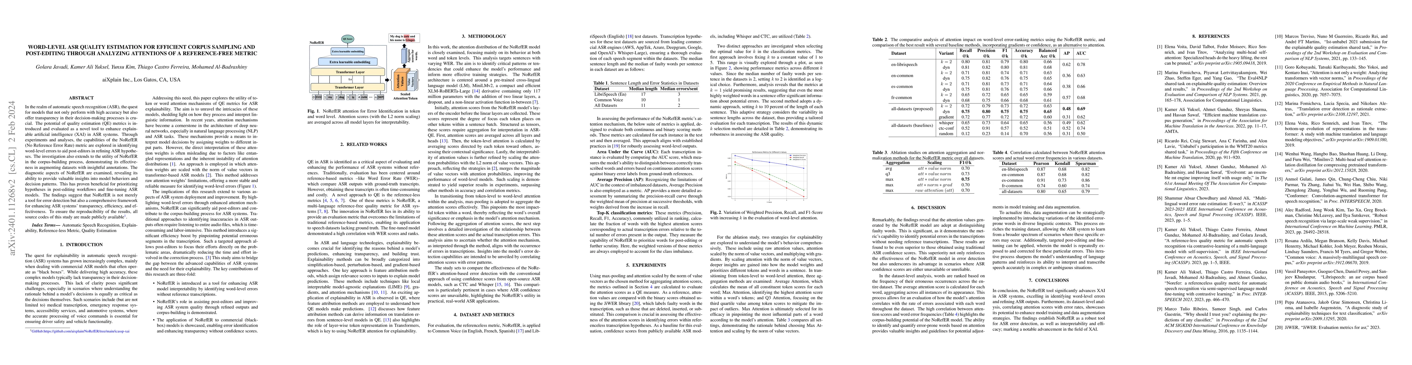 Thumbnail for Word-Level ASR Quality Estimation for Efficient Corpus Sampling and
  Post-Editing through Analyzing Attentions of a Reference-Free Metric