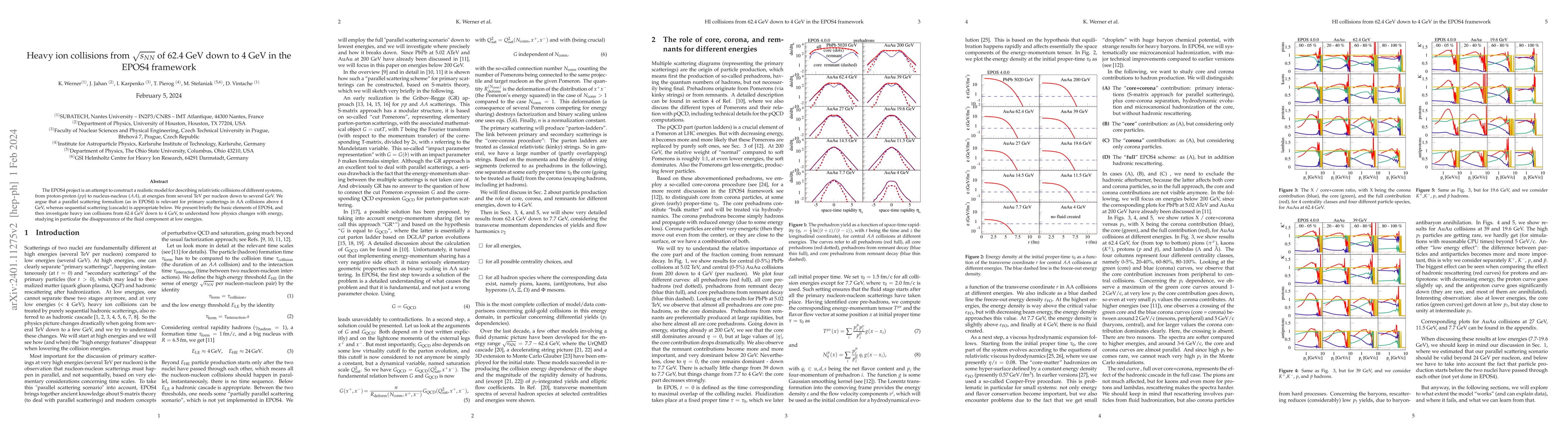 Thumbnail for Heavy ion collisions from $\sqrt{s_{NN}}$ of 62.4 GeV down to 4 GeV in
  the EPOS4 framework