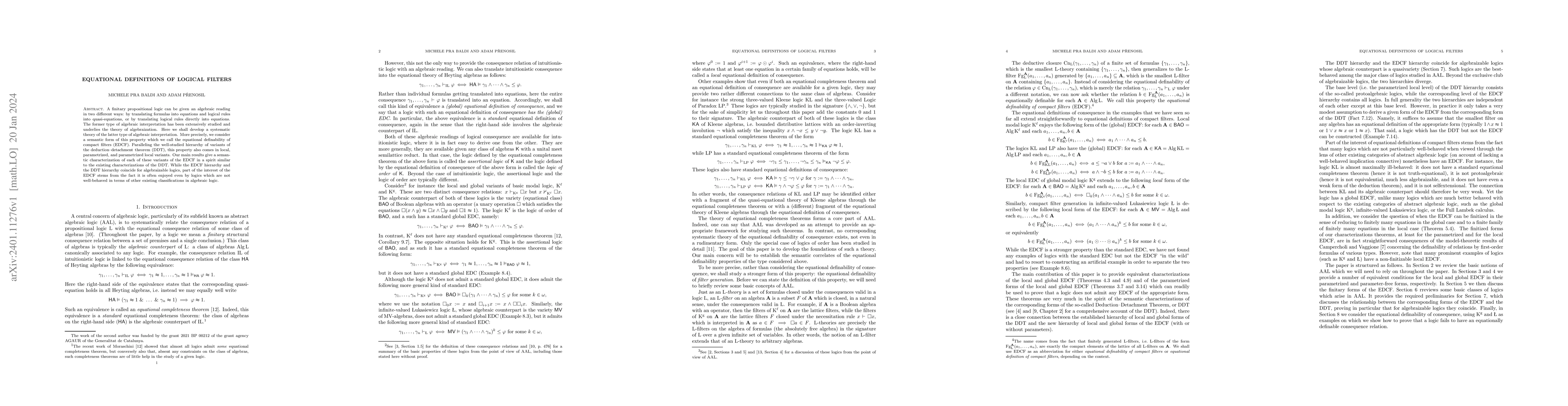 Thumbnail for Equational definitions of logical filters
