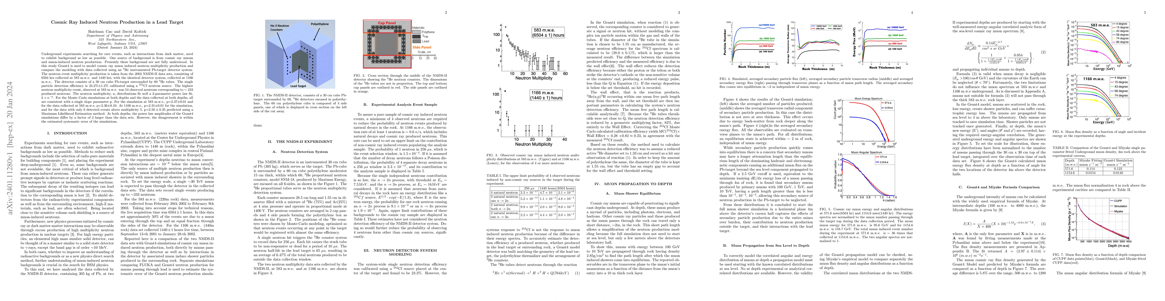Thumbnail for Cosmic Ray Induced Neutron Production in a Lead Target