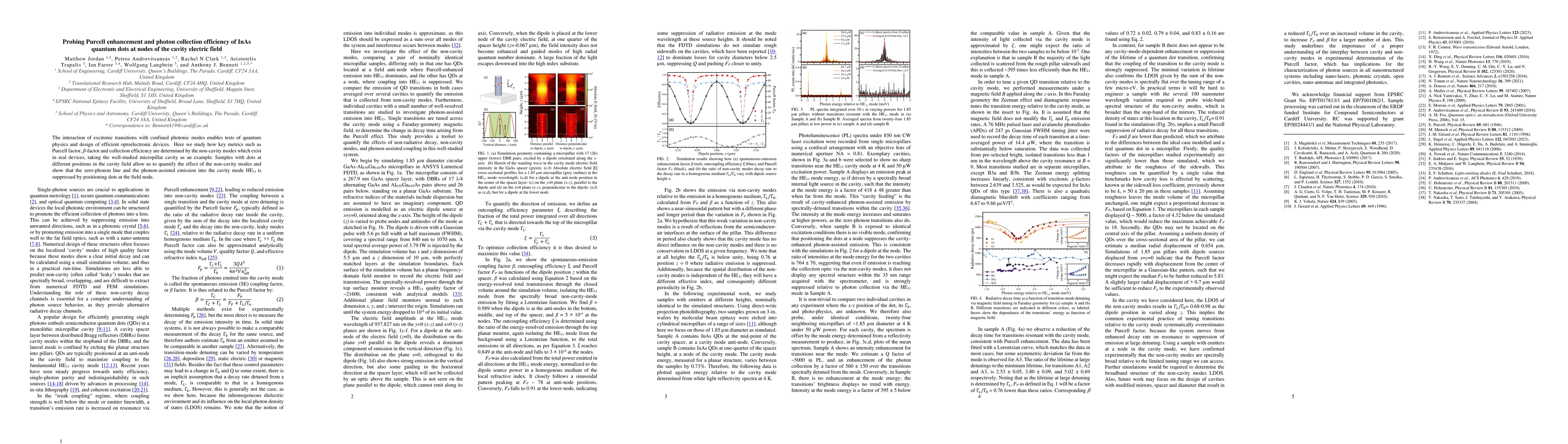 Thumbnail for Probing Purcell enhancement and photon collection efficiency of InAs
  quantum dots at nodes of the cavity electric field