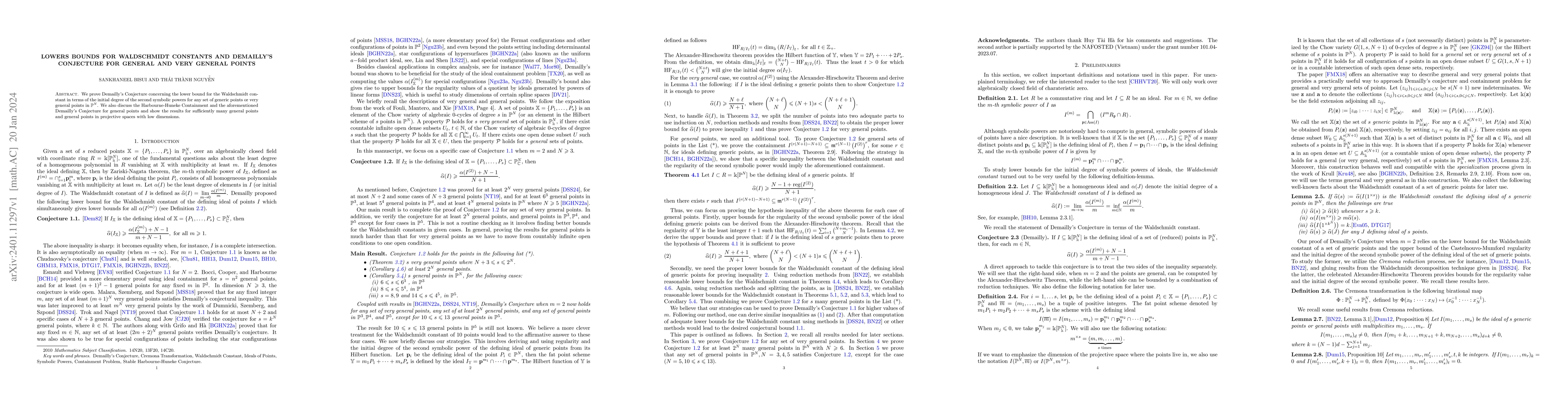 Thumbnail for Lowers bounds for Waldschmidt constants and Demailly's Conjecture for
  general and very general points