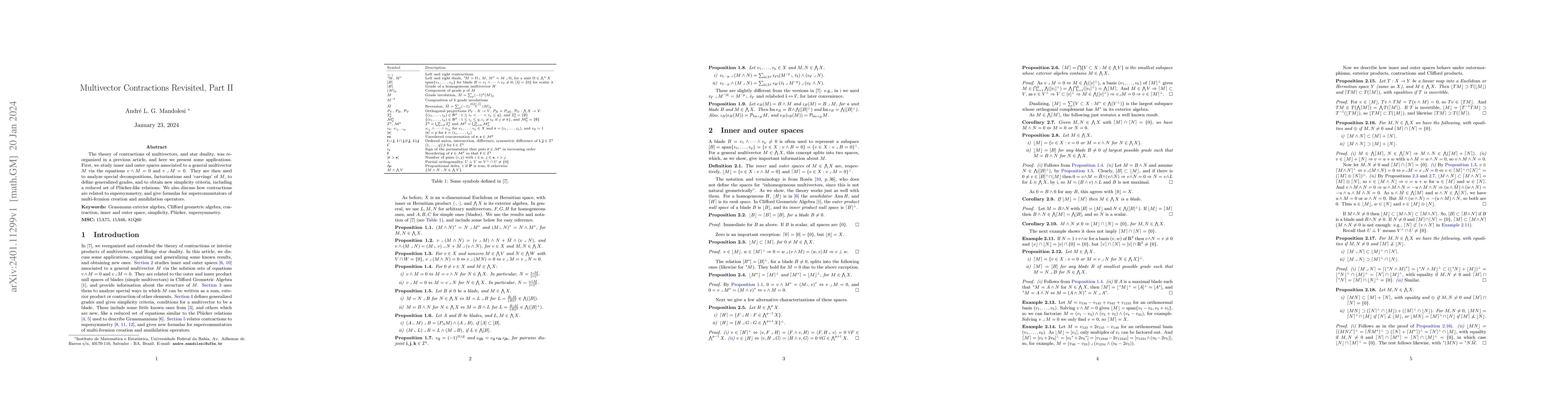 Thumbnail for Multivector Contractions Revisited, Part II