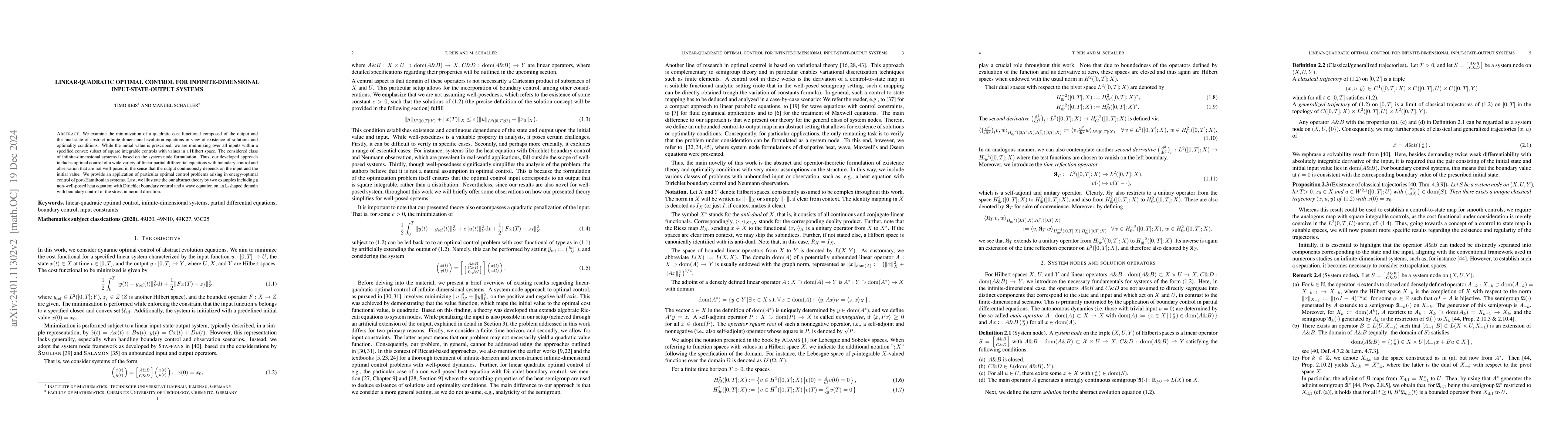 Thumbnail for Linear-quadratic optimal control for infinite-dimensional
  input-state-output systems