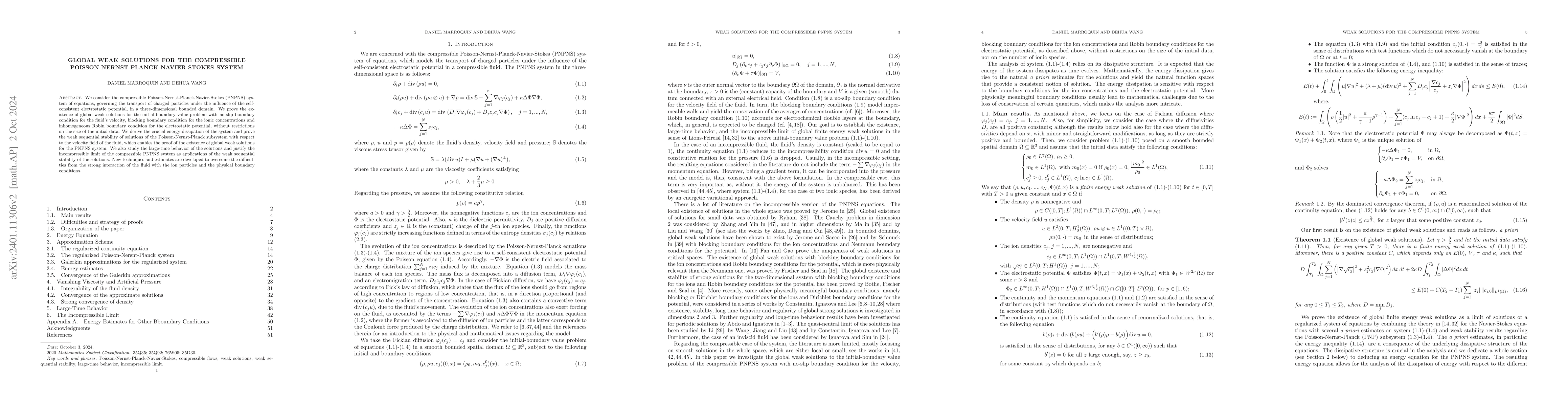 Thumbnail for Global weak solutions for the compressible
  Poisson-Nernst-Planck-Navier-Stokes System