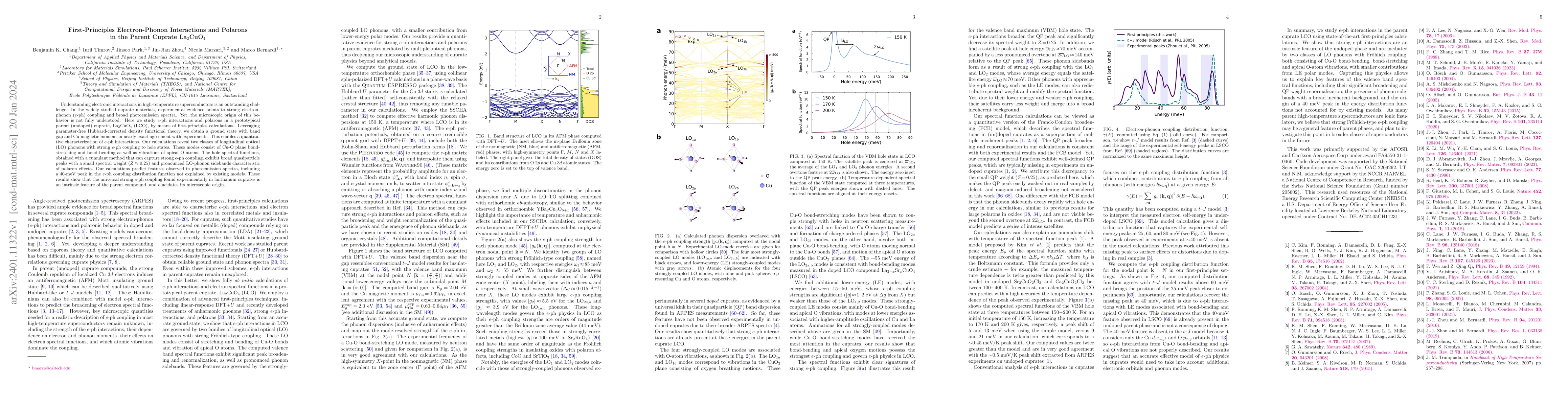 Thumbnail for First-Principles Electron-Phonon Interactions and Polarons in the Parent
  Cuprate La$_2$CuO$_4$