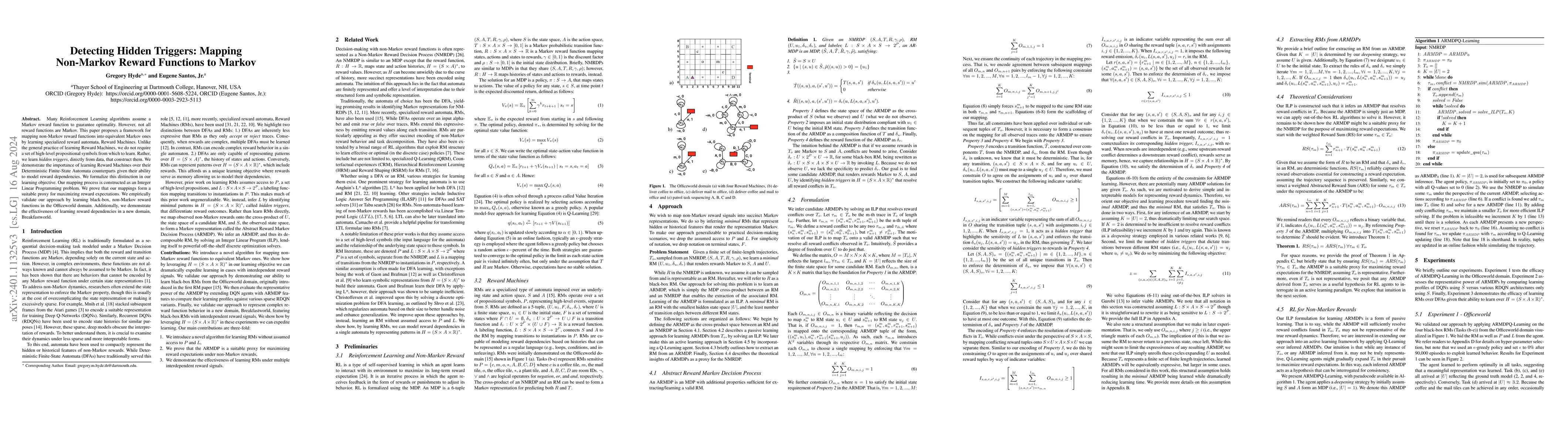 Thumbnail for Detecting Hidden Triggers: Mapping Non-Markov Reward Functions to Markov