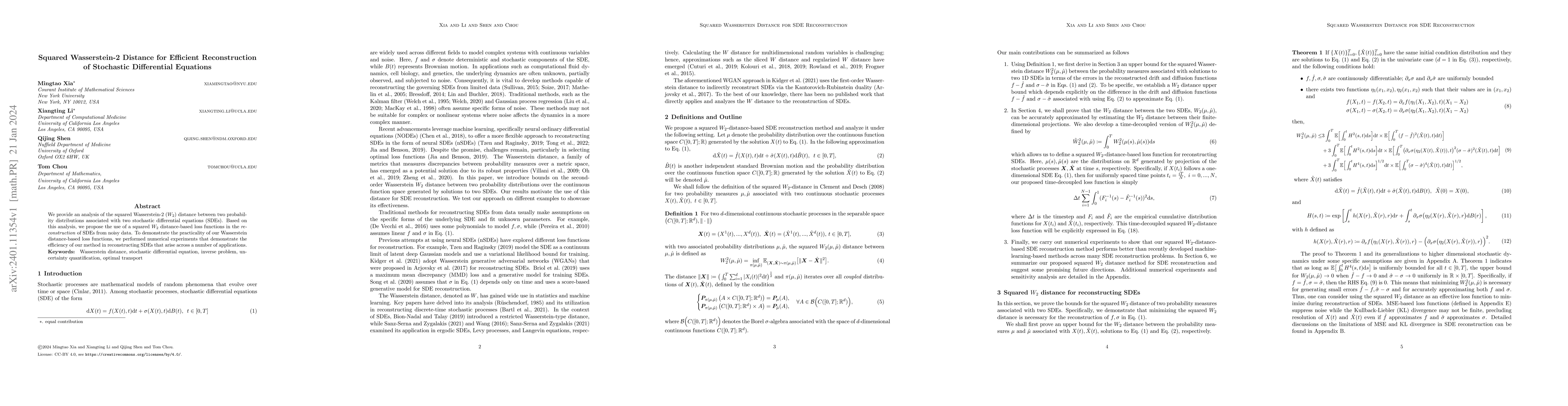 Thumbnail for Squared Wasserstein-2 Distance for Efficient Reconstruction of
  Stochastic Differential Equations