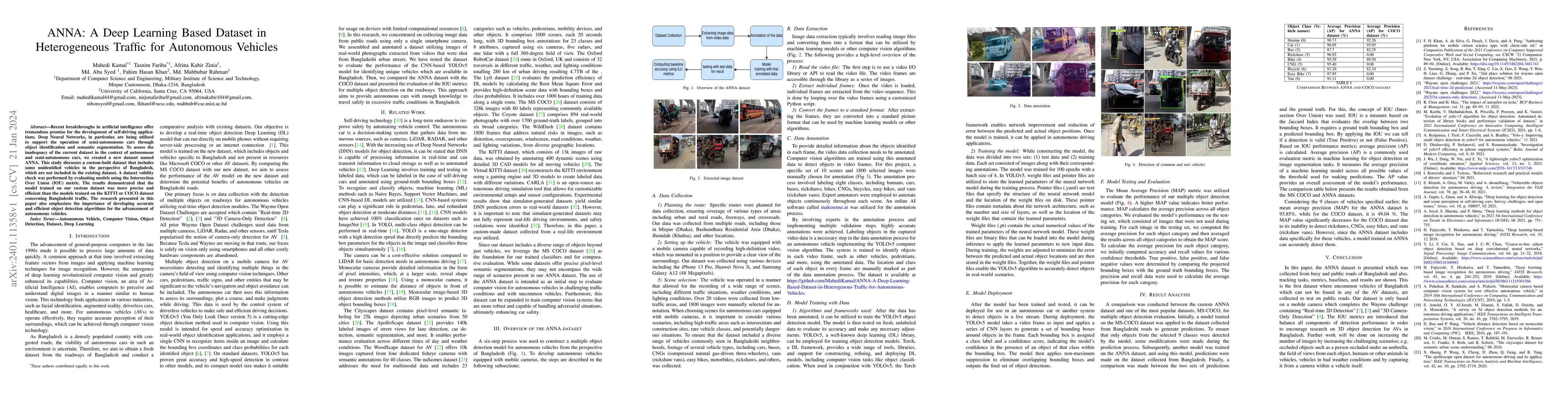 Thumbnail for ANNA: A Deep Learning Based Dataset in Heterogeneous Traffic for
  Autonomous Vehicles