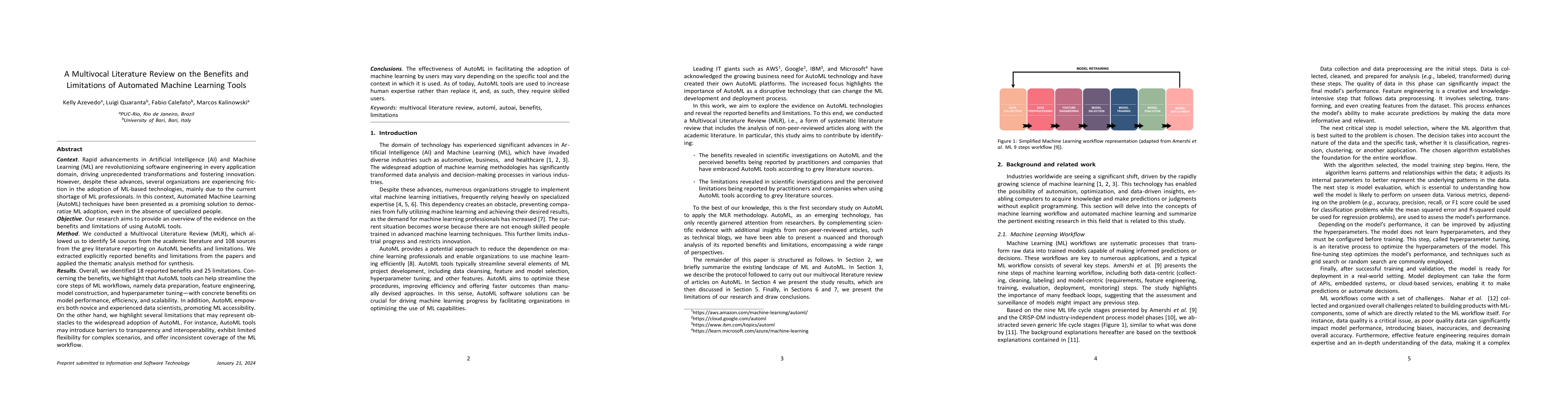 Thumbnail for A Multivocal Literature Review on the Benefits and Limitations of
  Automated Machine Learning Tools