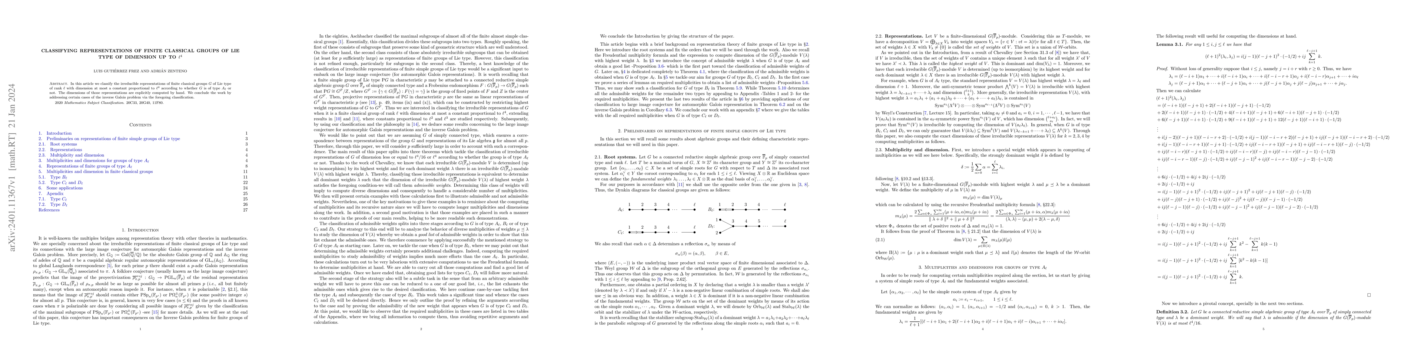 Thumbnail for Classifying representations of finite classical groups of Lie type of
  dimension up to $\ell^4$