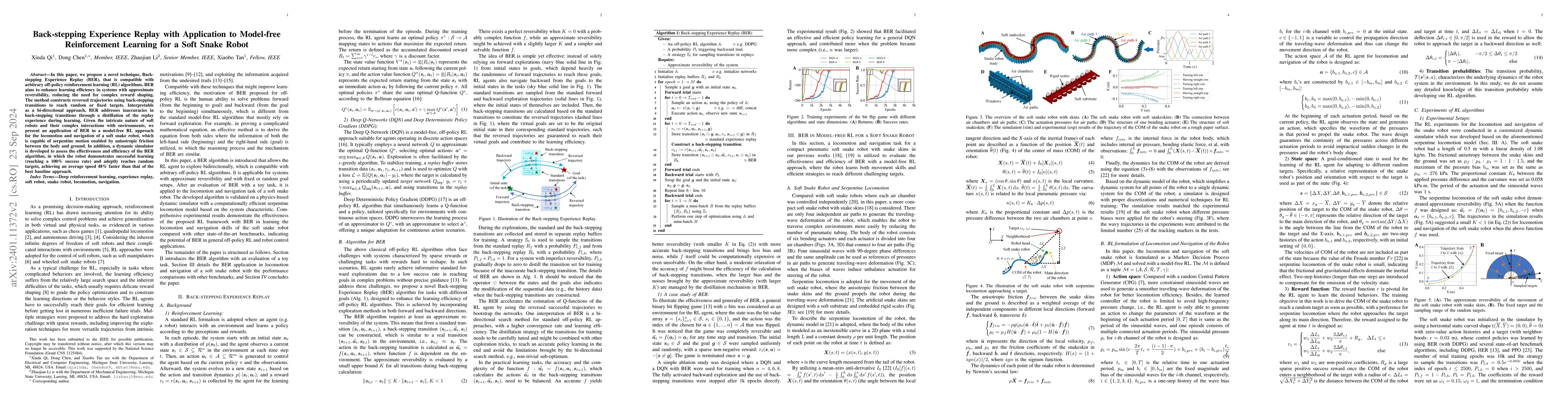 Thumbnail for Back-stepping Experience Replay with Application to Model-free
  Reinforcement Learning for a Soft Snake Robot