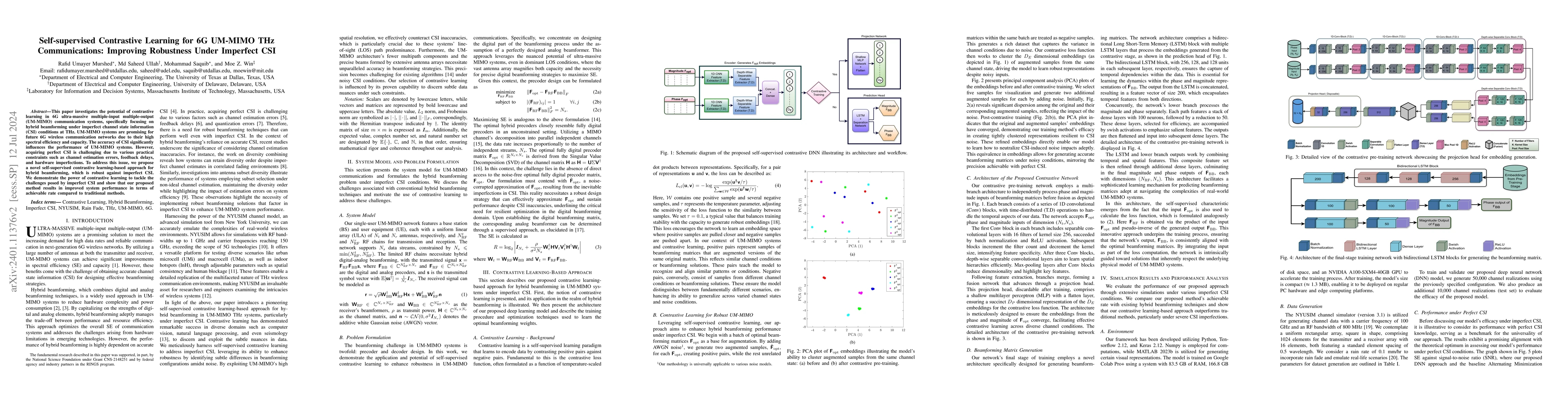 Thumbnail for Self-supervised Contrastive Learning for 6G UM-MIMO THz Communications:
  Improving Robustness Under Imperfect CSI