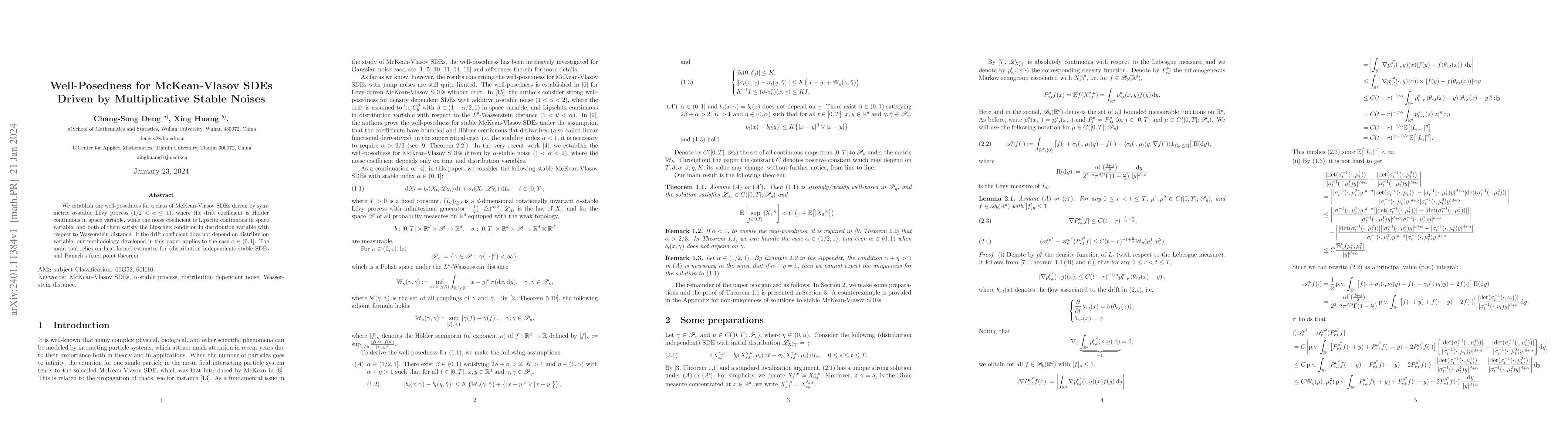 Thumbnail for Well-Posedness for McKean-Vlasov SDEs Driven by Multiplicative Stable
  Noises