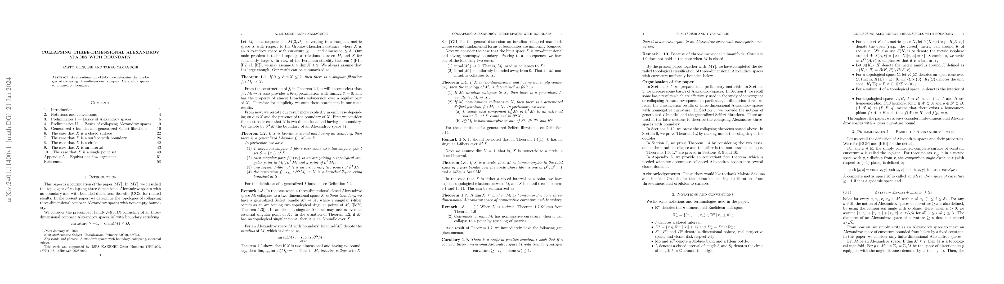 Thumbnail for Collapsing three-dimensional Alexandrov spaces with boundary