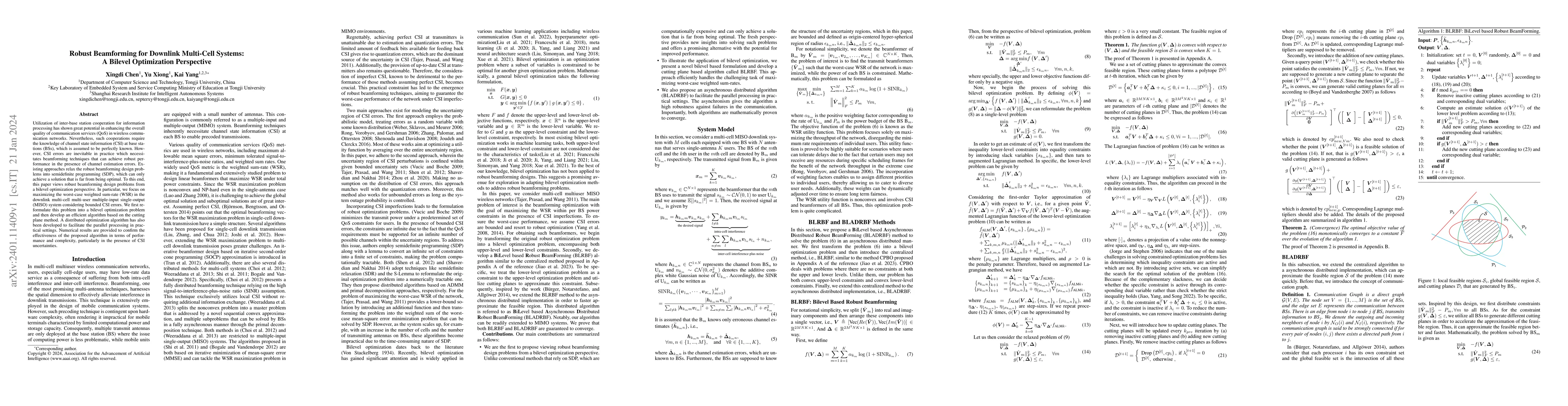 Thumbnail for Robust Beamforming for Downlink Multi-Cell Systems: A Bilevel
  Optimization Perspective