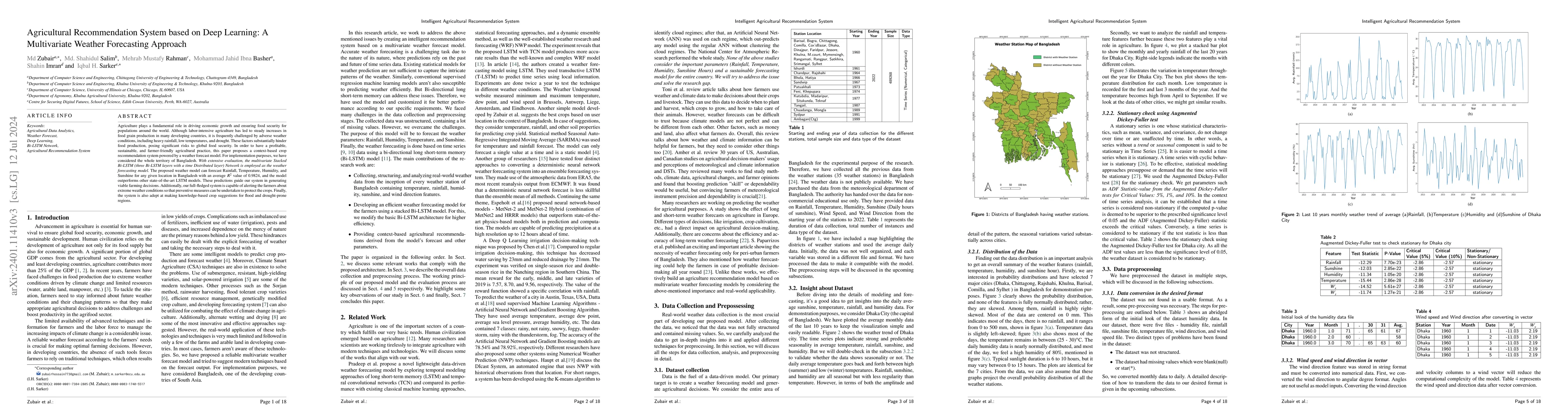Thumbnail for Agricultural Recommendation System based on Deep Learning: A
  Multivariate Weather Forecasting Approach