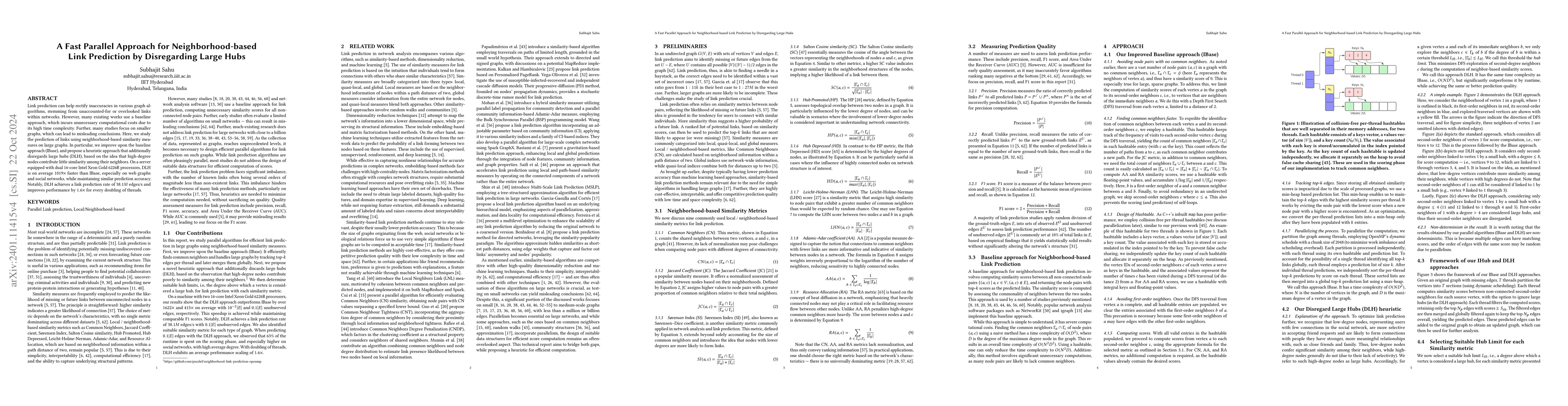 Thumbnail for A Fast Parallel Approach for Neighborhood-based Link Prediction by
  Disregarding Large Hubs