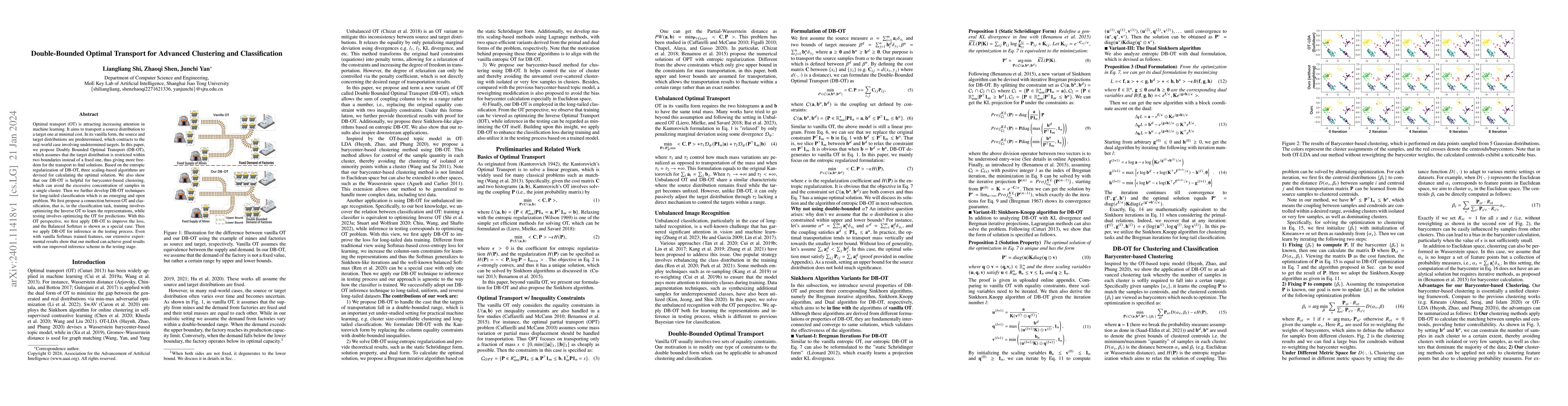 Thumbnail for Double-Bounded Optimal Transport for Advanced Clustering and
  Classification