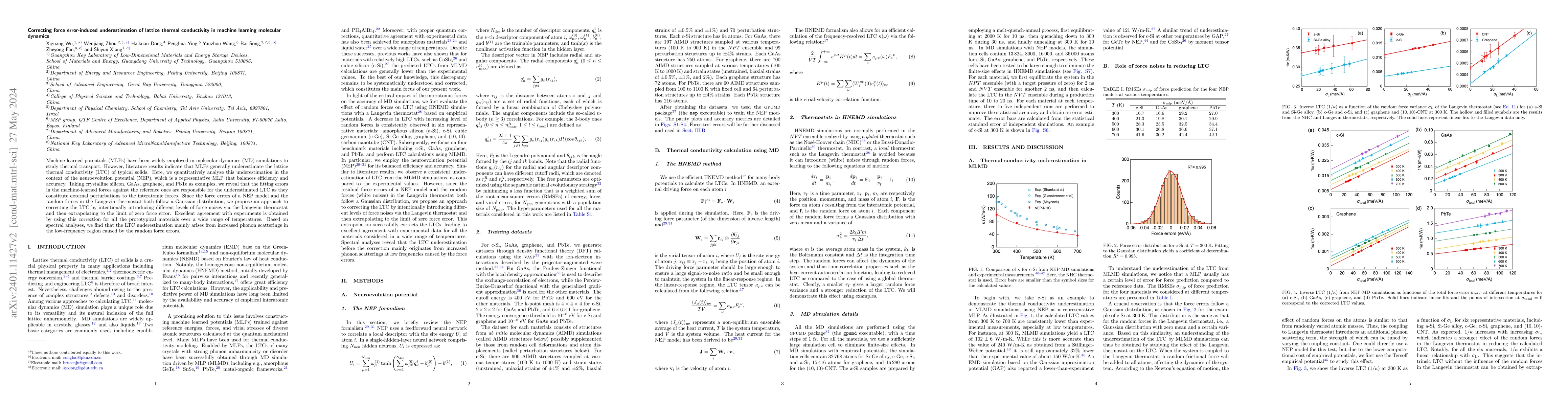 Thumbnail for Correcting force error-induced underestimation of lattice thermal
  conductivity in machine learning molecular dynamics
