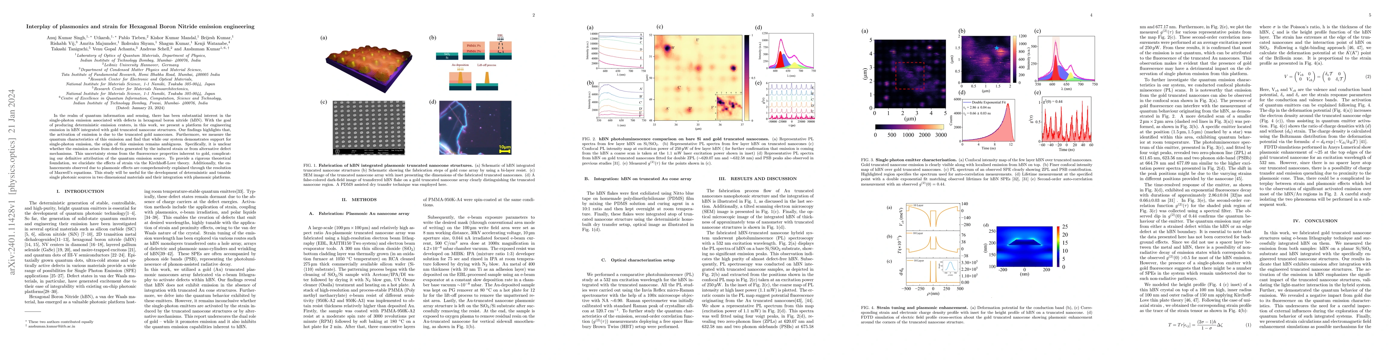 Thumbnail for Interplay of plasmonics and strain for Hexagonal Boron Nitride emission
  engineering