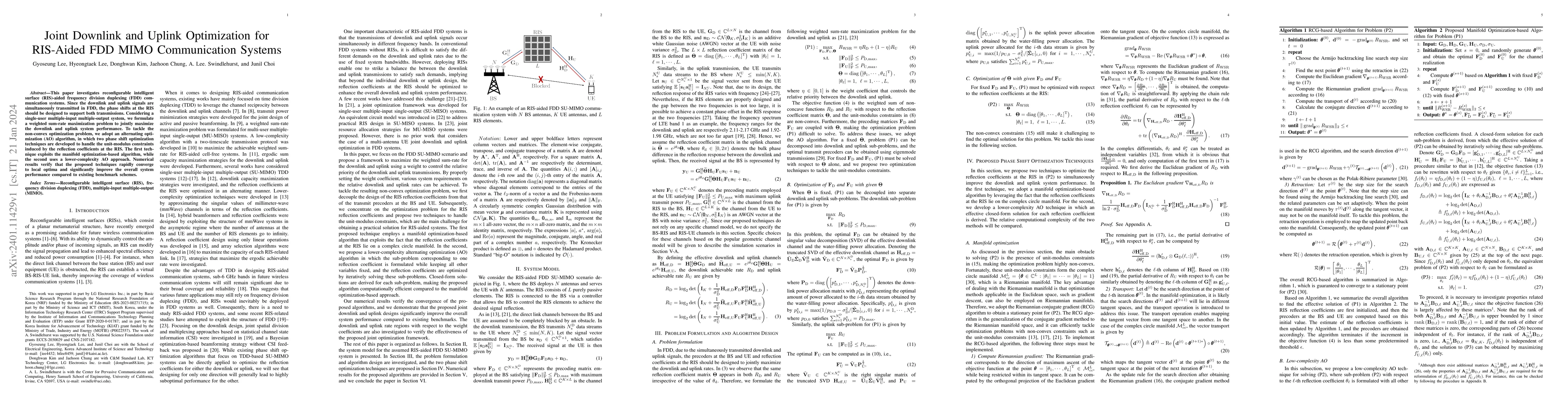 Thumbnail for Joint Downlink and Uplink Optimization for RIS-Aided FDD MIMO
  Communication Systems