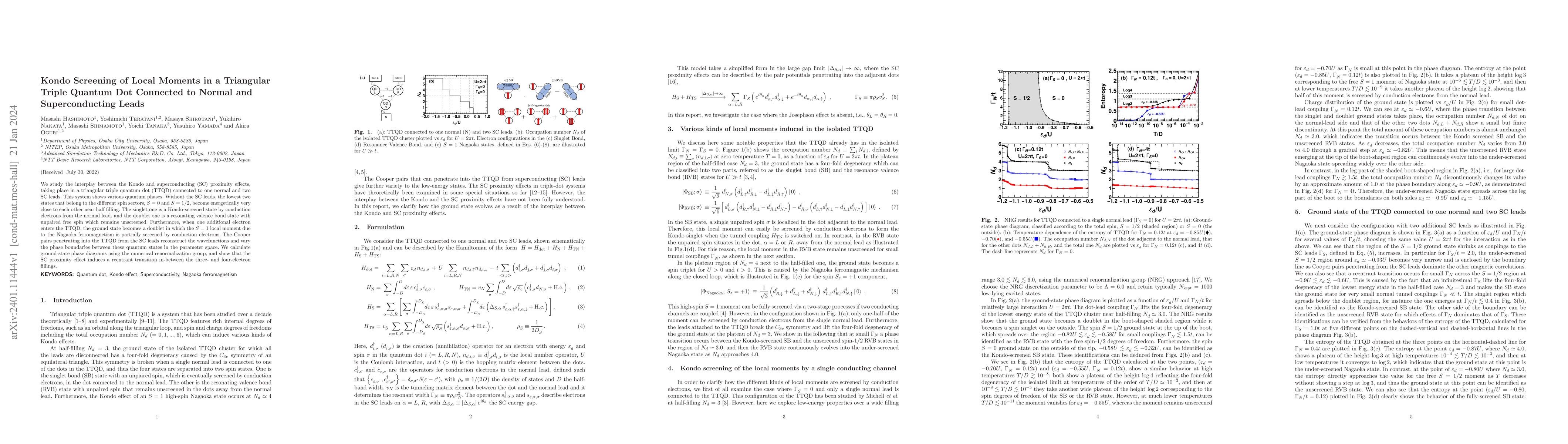 Thumbnail for Kondo Screening of Local Moments in a Triangular Triple Quantum Dot
  Connected to Normal and Superconducting Leads
