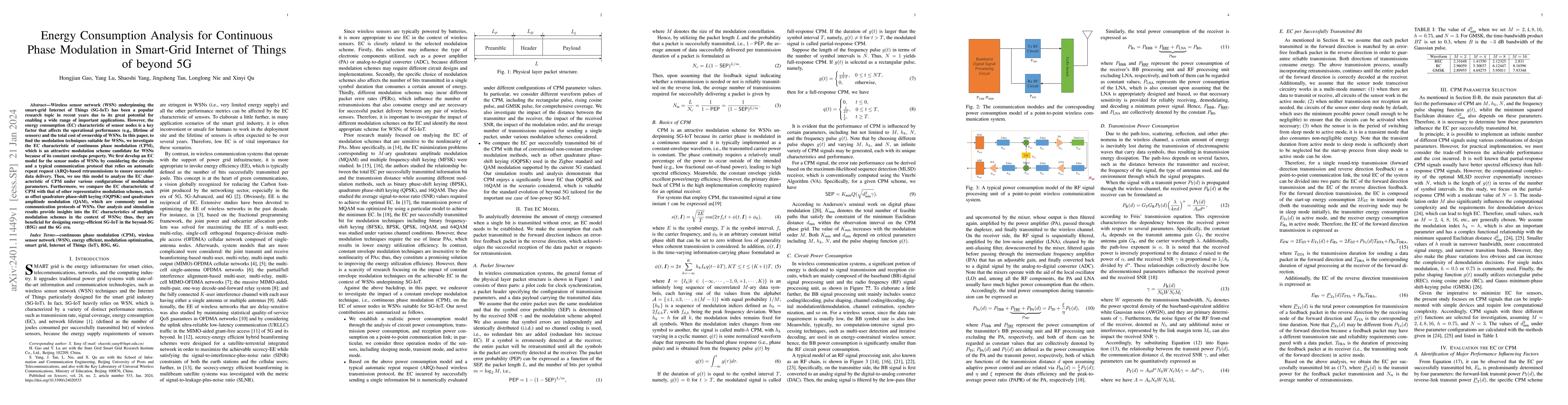 Thumbnail for Energy Consumption Analysis for Continuous Phase Modulation in
  Smart-Grid Internet of Things of beyond 5G
