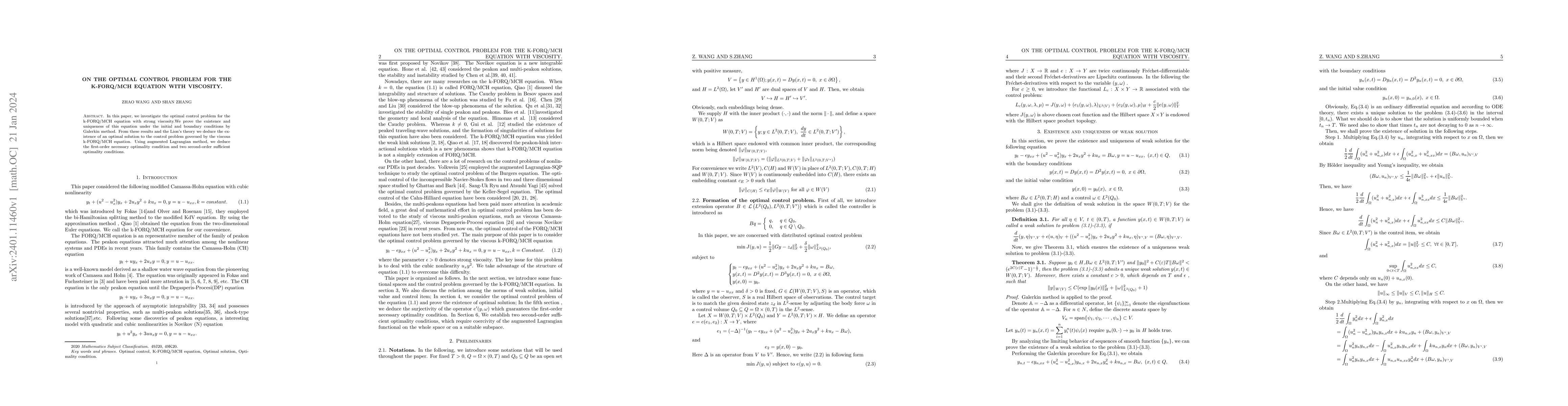 Thumbnail for On the optimal control problem for the k-FORQ/MCH equation with
  viscosity