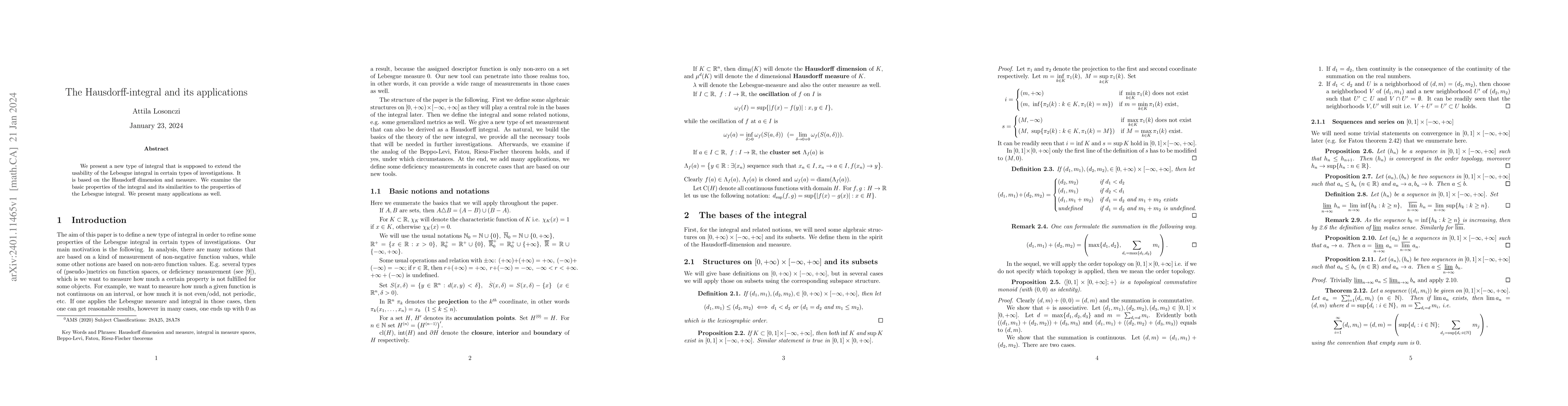 Thumbnail for The Hausdorff-integral and its applications