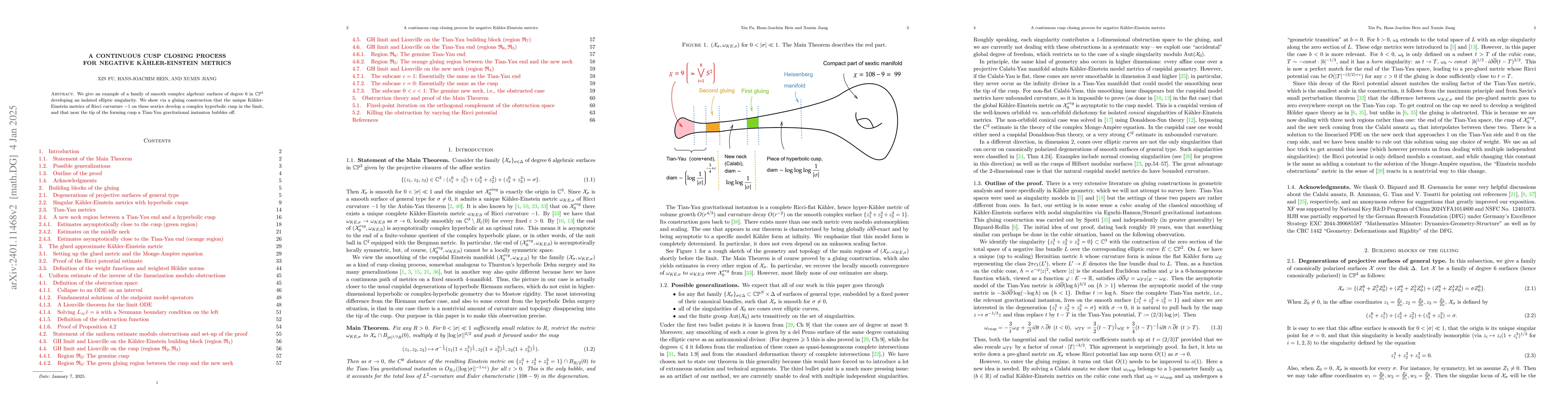 Thumbnail for A continuous cusp closing process for negative K\"ahler-Einstein metrics