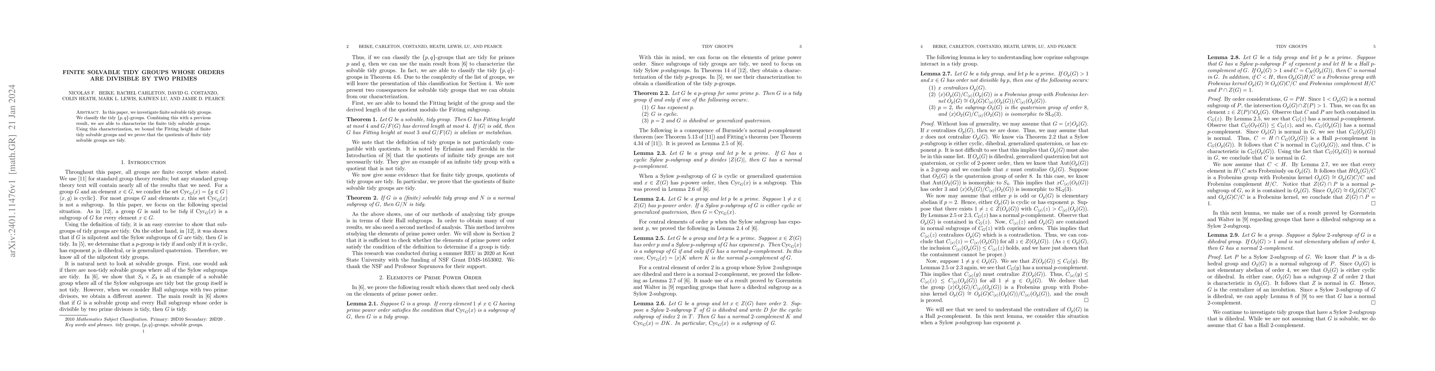 Thumbnail for Finite solvable tidy Groups whose orders are divisible by two primes