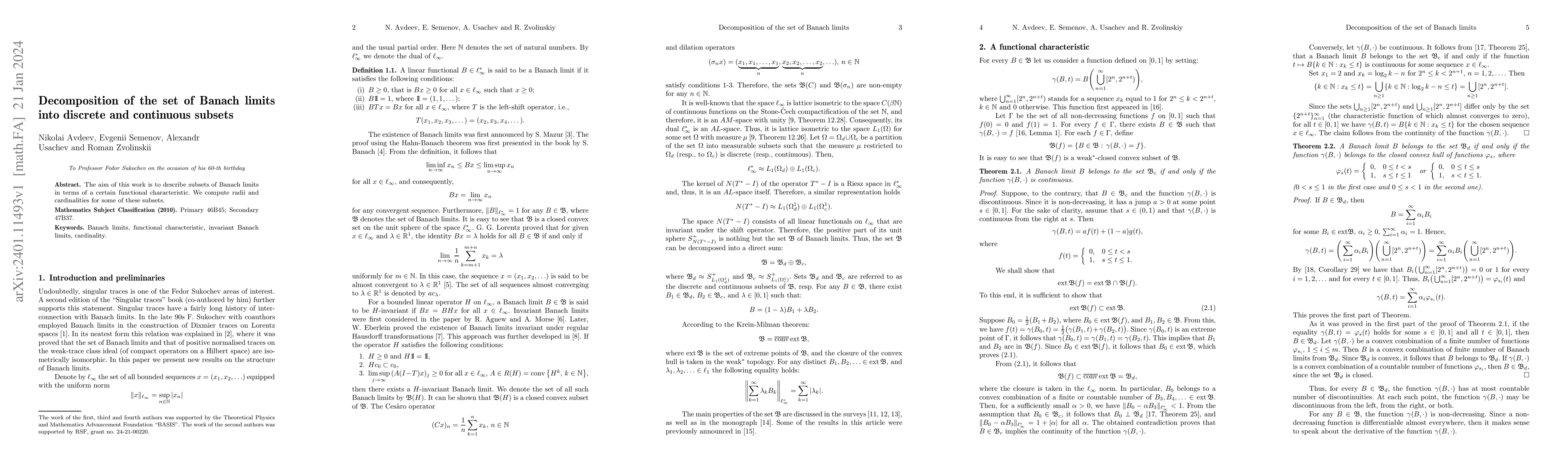 Thumbnail for Decomposition of the set of Banach limits into discrete and continuous
  subsets