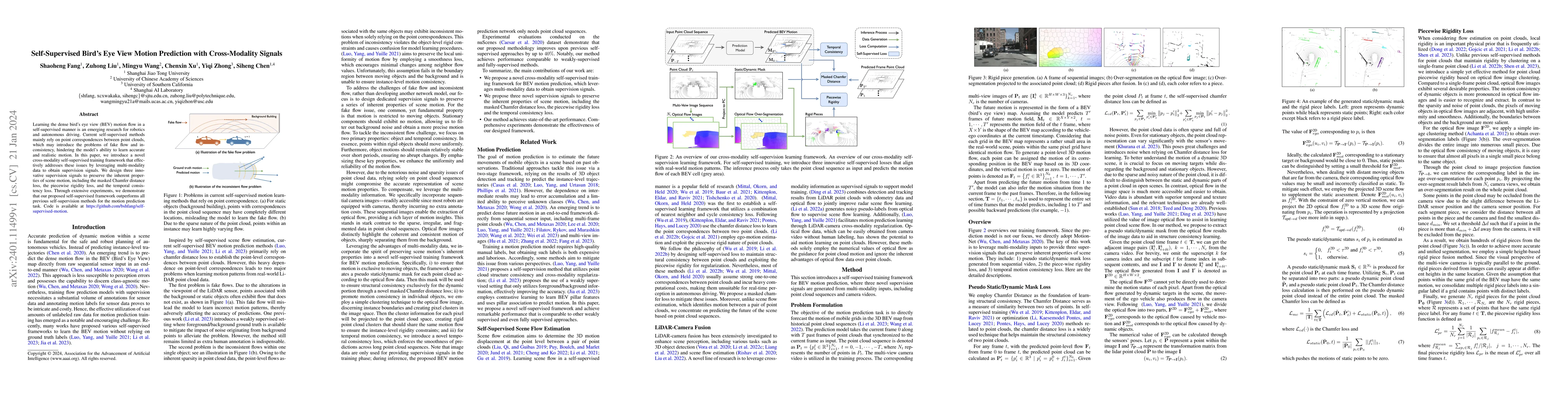 Thumbnail for Self-Supervised Bird's Eye View Motion Prediction with Cross-Modality
  Signals