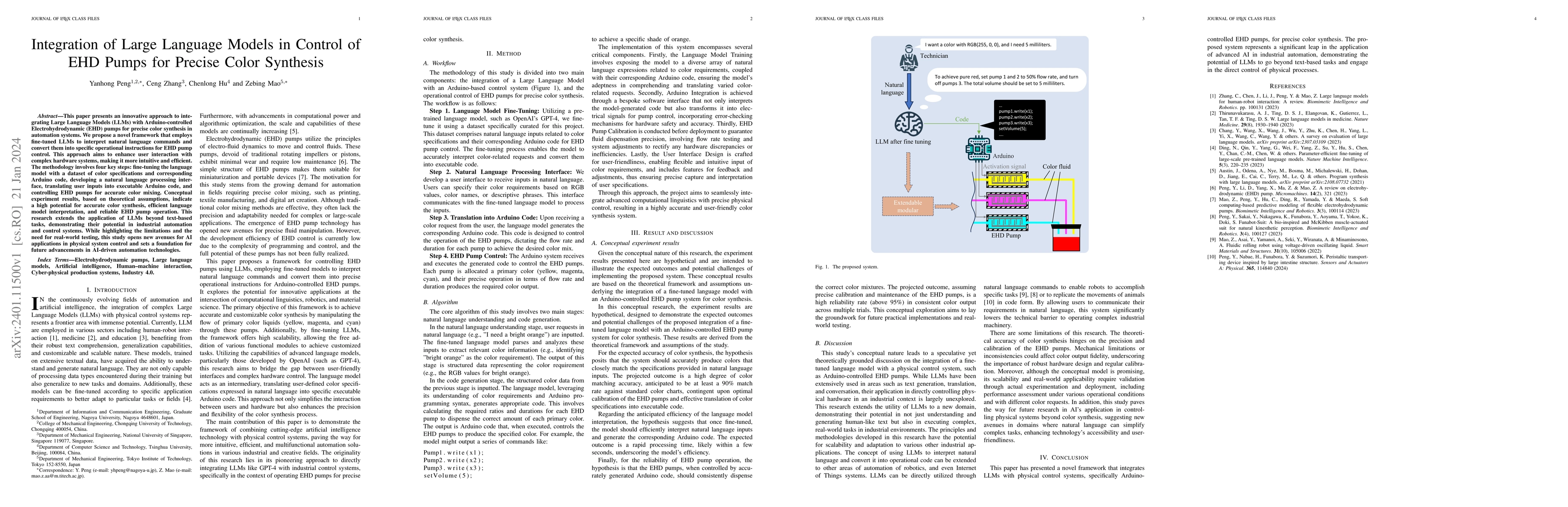 Thumbnail for Integration of Large Language Models in Control of EHD Pumps for Precise
  Color Synthesis