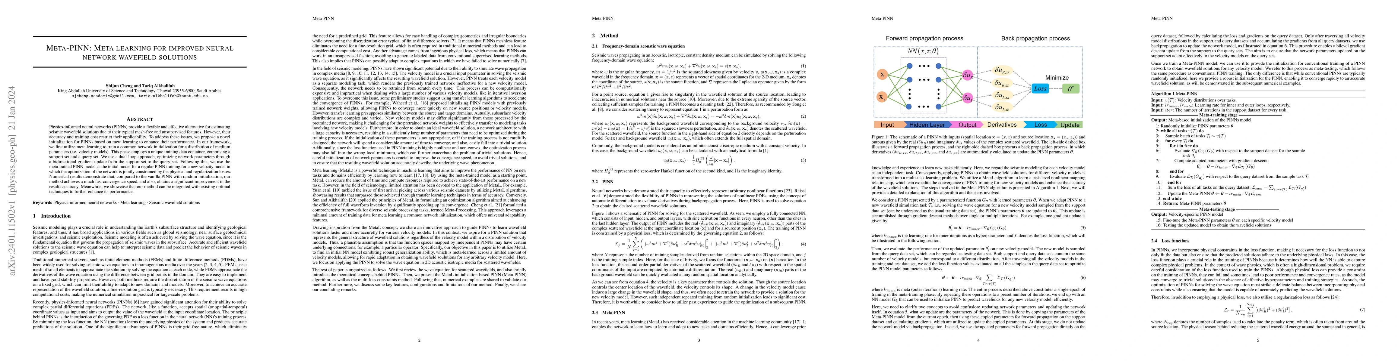 Thumbnail for Meta-PINN: Meta learning for improved neural network wavefield solutions