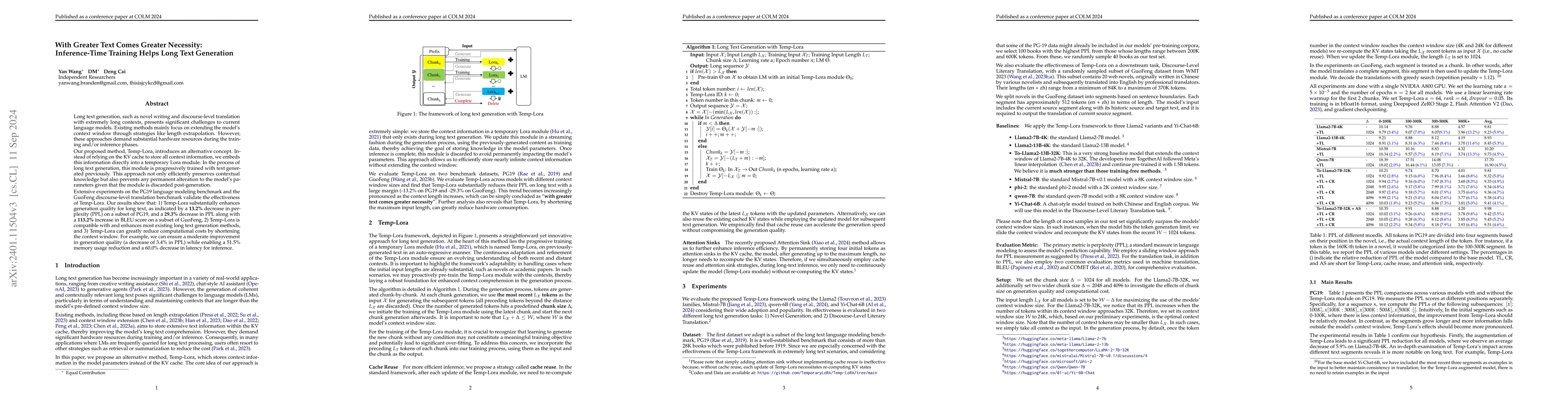 Thumbnail for With Greater Text Comes Greater Necessity: Inference-Time Training Helps
  Long Text Generation