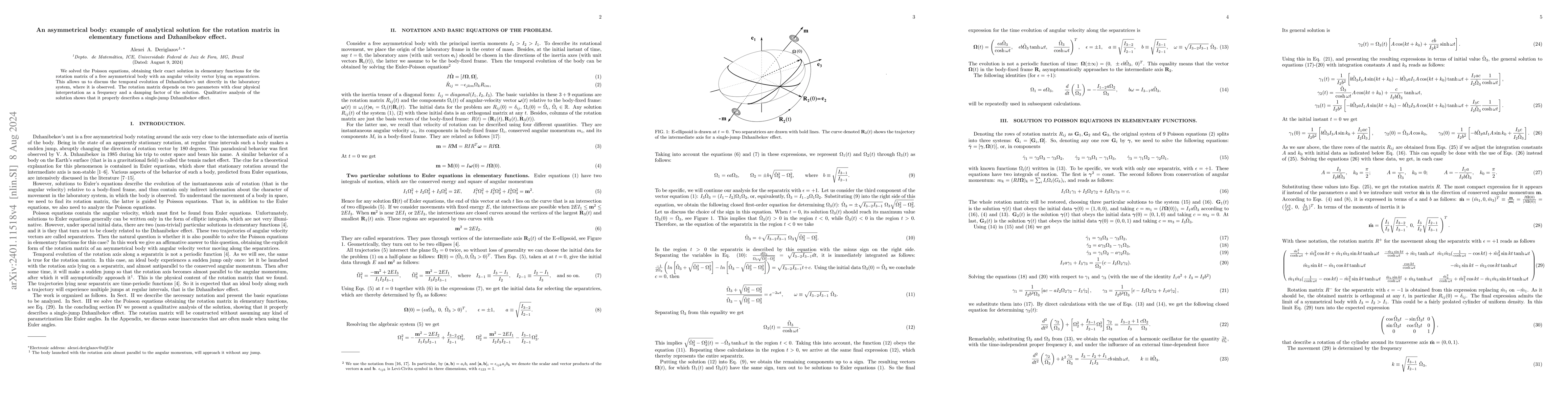 Thumbnail for An asymmetrical body: example of analytical solution for the rotation
  matrix in elementary functions and Dzhanibekov effect