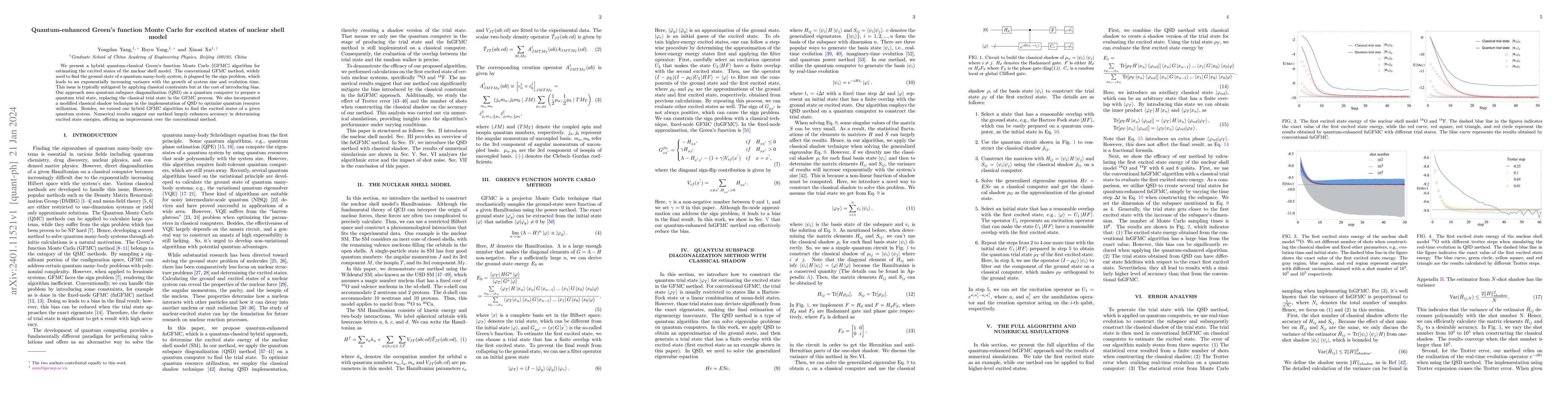 Thumbnail for Quantum-enhanced Green's function Monte Carlo for excited states of
  nuclear shell model